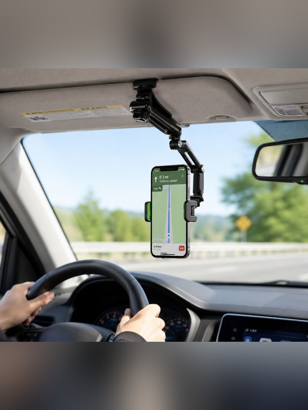 Sun Visor Cell Phone Holder Foldable Adjustable Car Mount 360° Multi Joint Stand